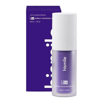 Hismile V34 colour corrector serum with packaging on a white background